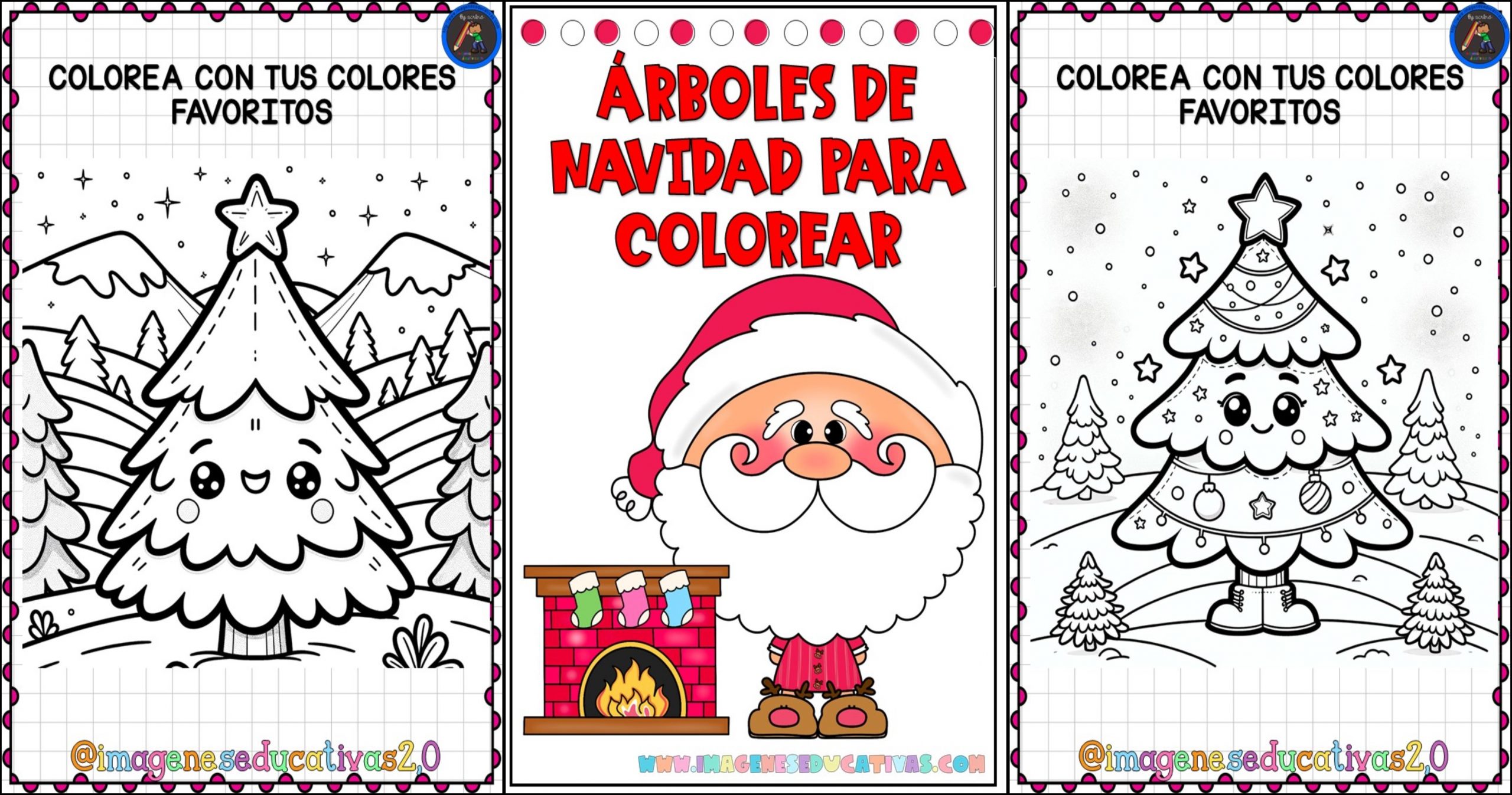 Dibujos de árboles de Navidad para colorear con los niños