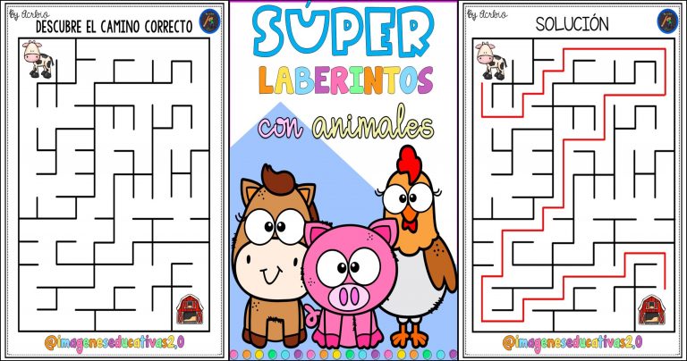 Labberintos LABERINTOS CON ANIMALES NIVEL INICIAL - Imagenes Educativas