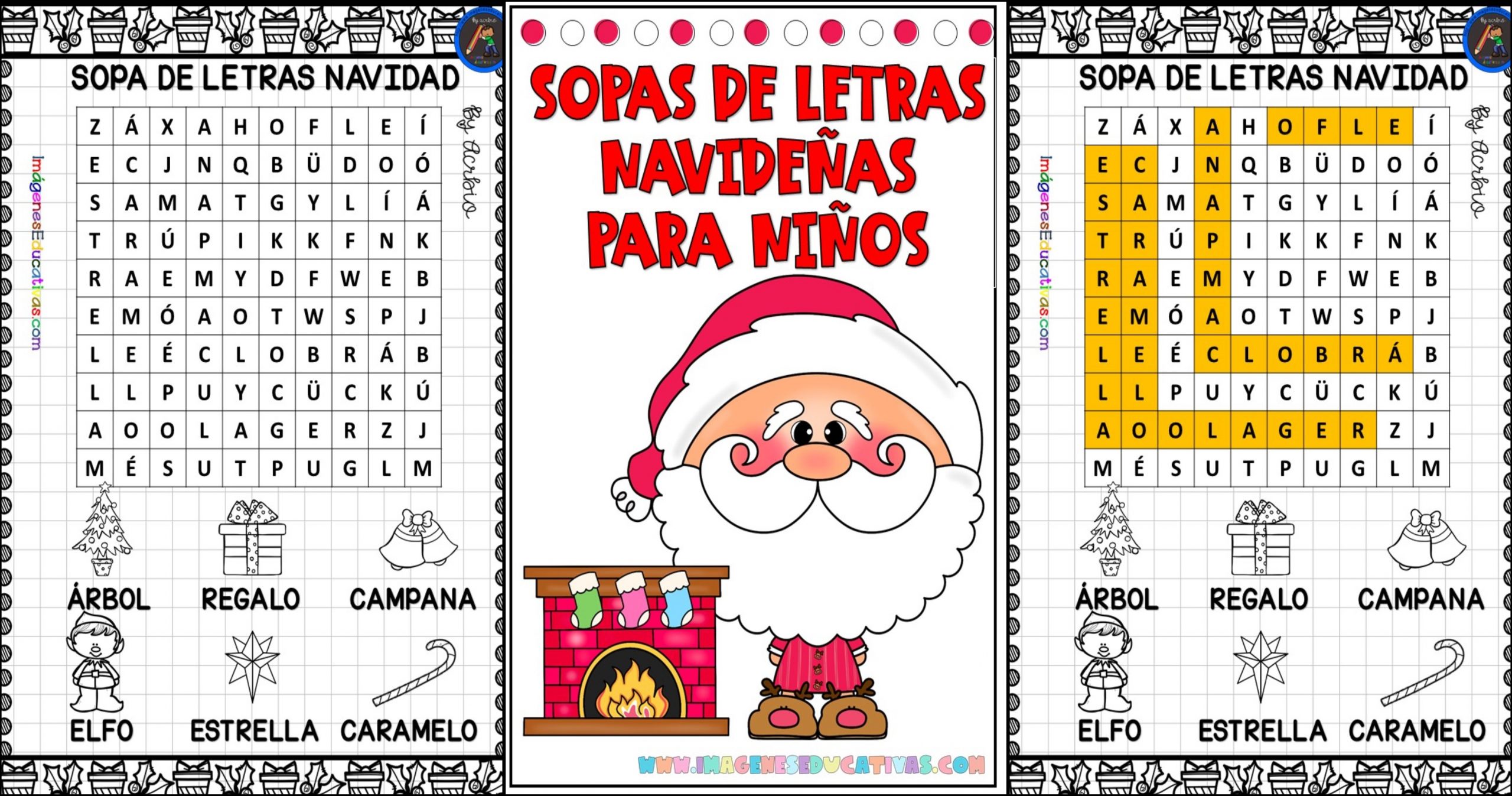 SOPAS DE LETRAS NAVIDEÑAS PARA NIÑOS