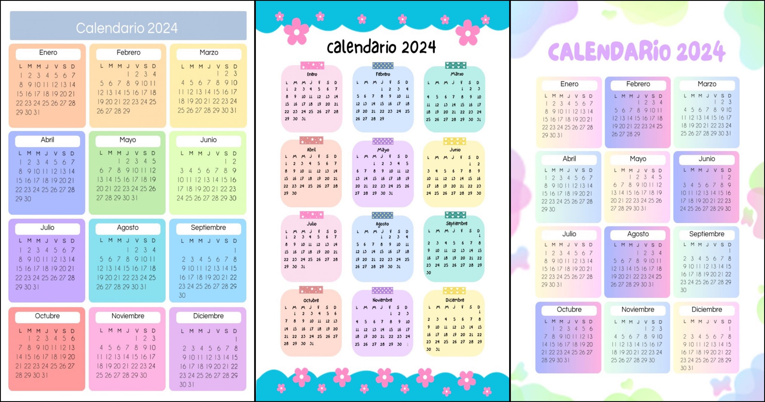 COLECCIÓN DE CALENDARIOS Y PLANIFICADORES 2024 GRAN FORMATO. LISTOS PARA  DESCARGAR E IMPRIMIR – Imagenes Educativas