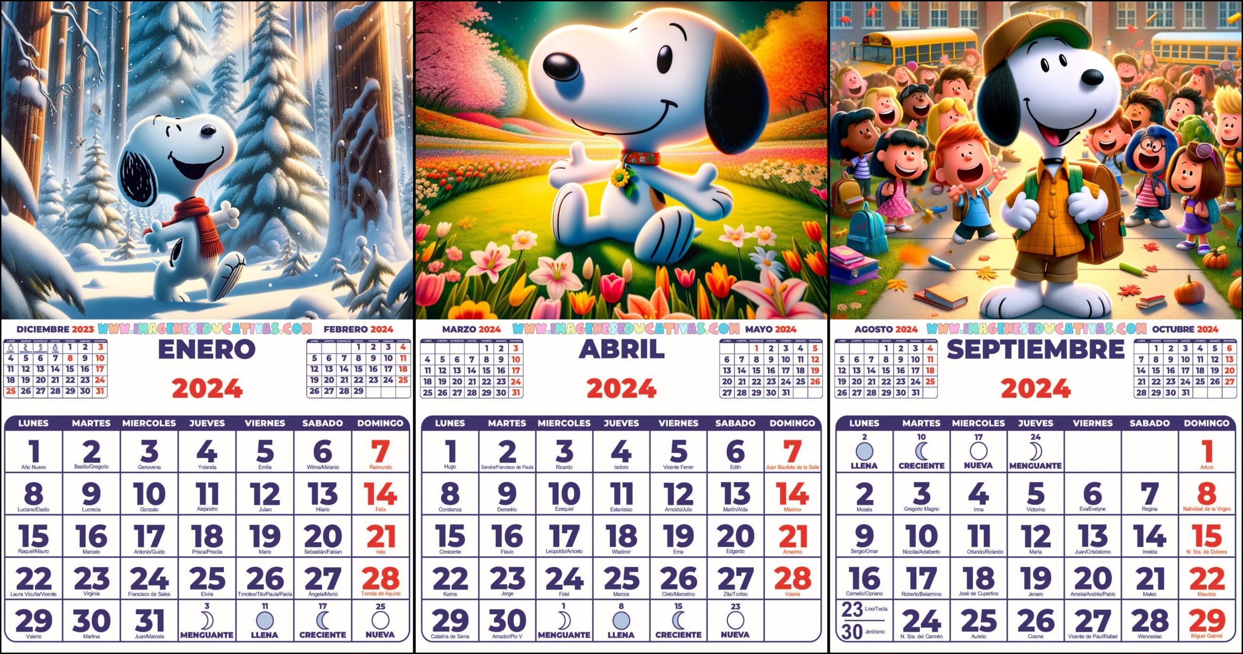 Calendario Magnético - Snoopy 2024
