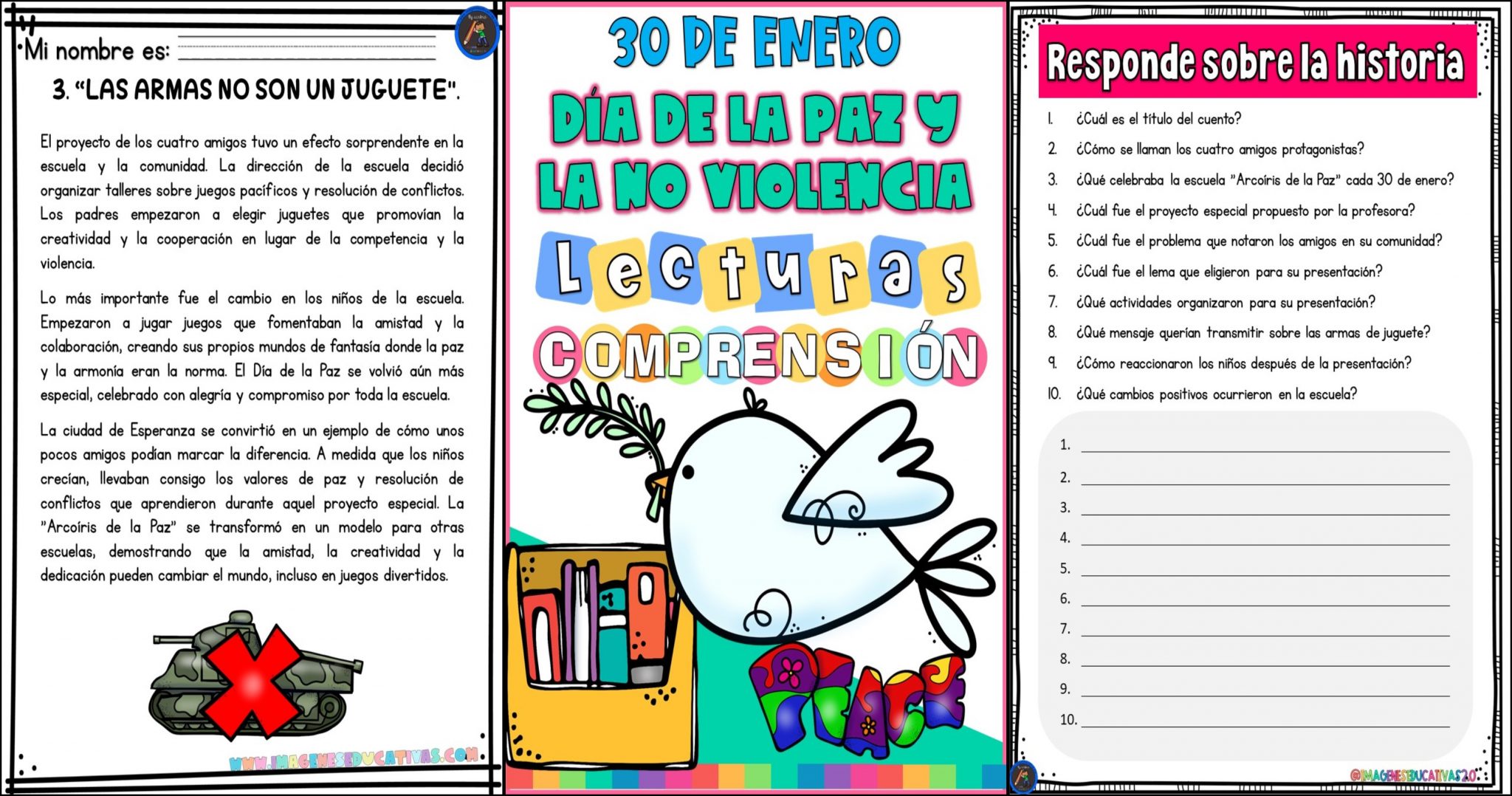 LECTURAS PARA EL 30 DE ENERO DÍA DE LA PAZ Y LA NO VIOLENCIA PARA 5º Y ...