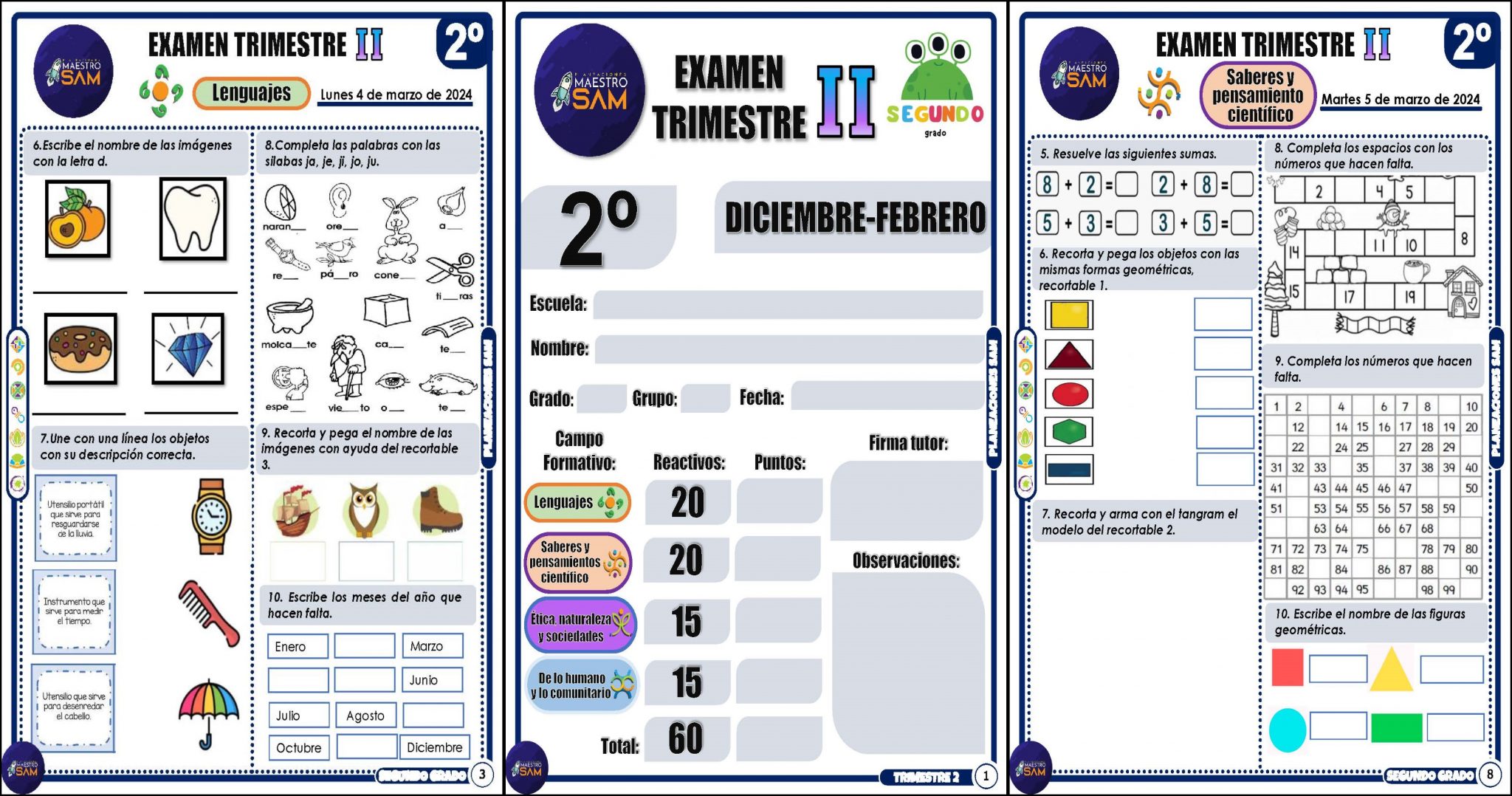 Segundo 2º 2º GRADO EXAMEN 2º TRIMESTRE 2024 - Imagenes Educativas