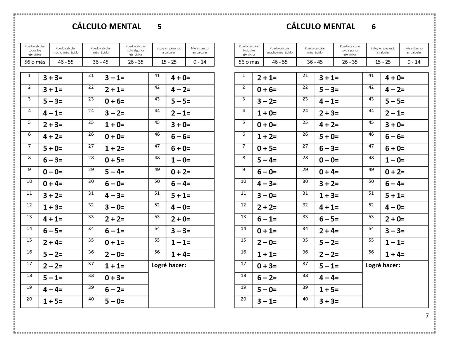 Cuadernillo de Cálculo Mental 1º Grado 50 Páginas - Imagenes Educativas