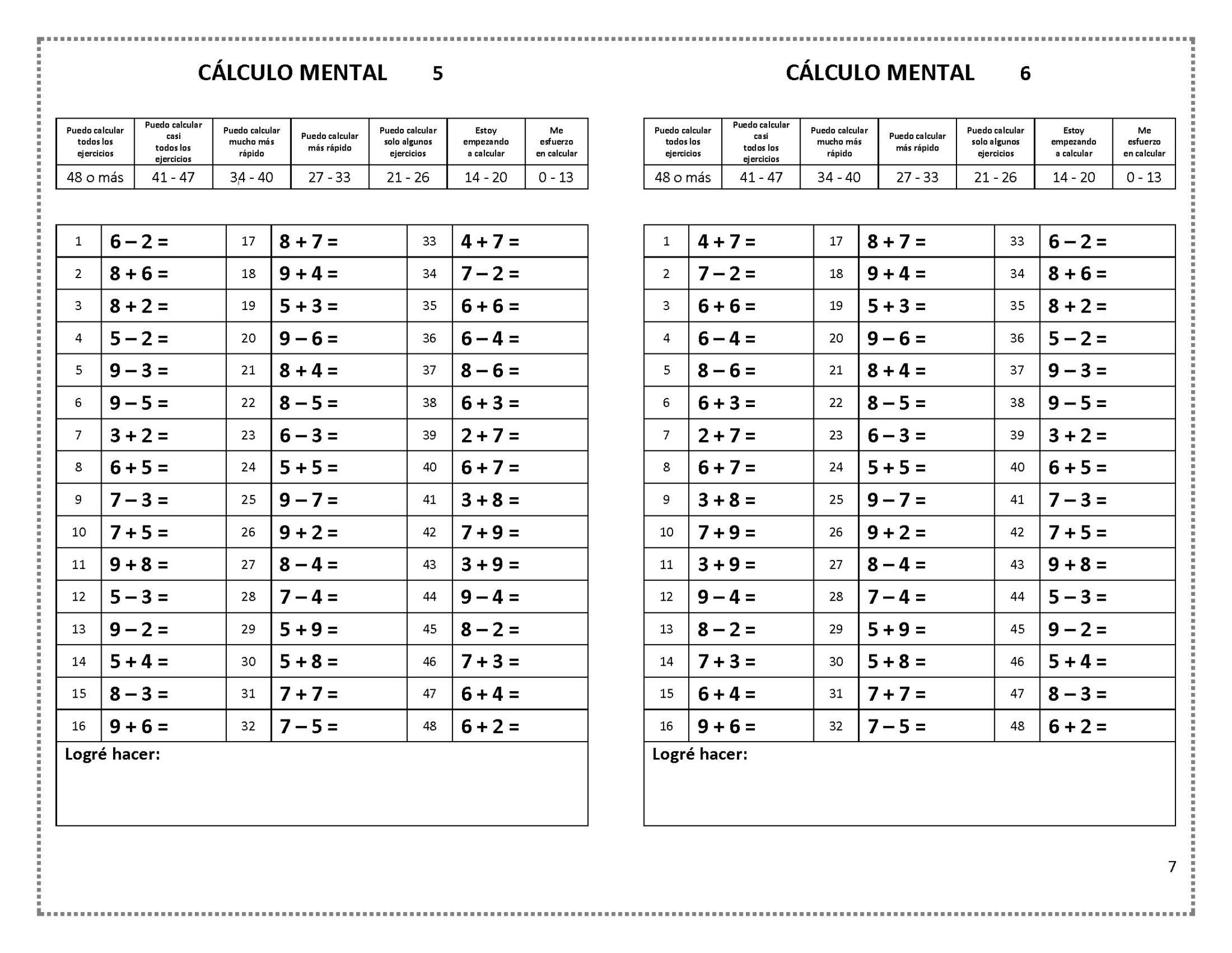 Calculo Mental Para Tercer Grado De Primaria