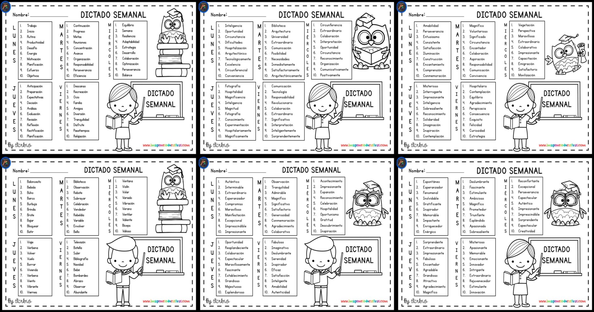 DICTADO SEMANAL Fichas de Actividades - Imagenes Educativas