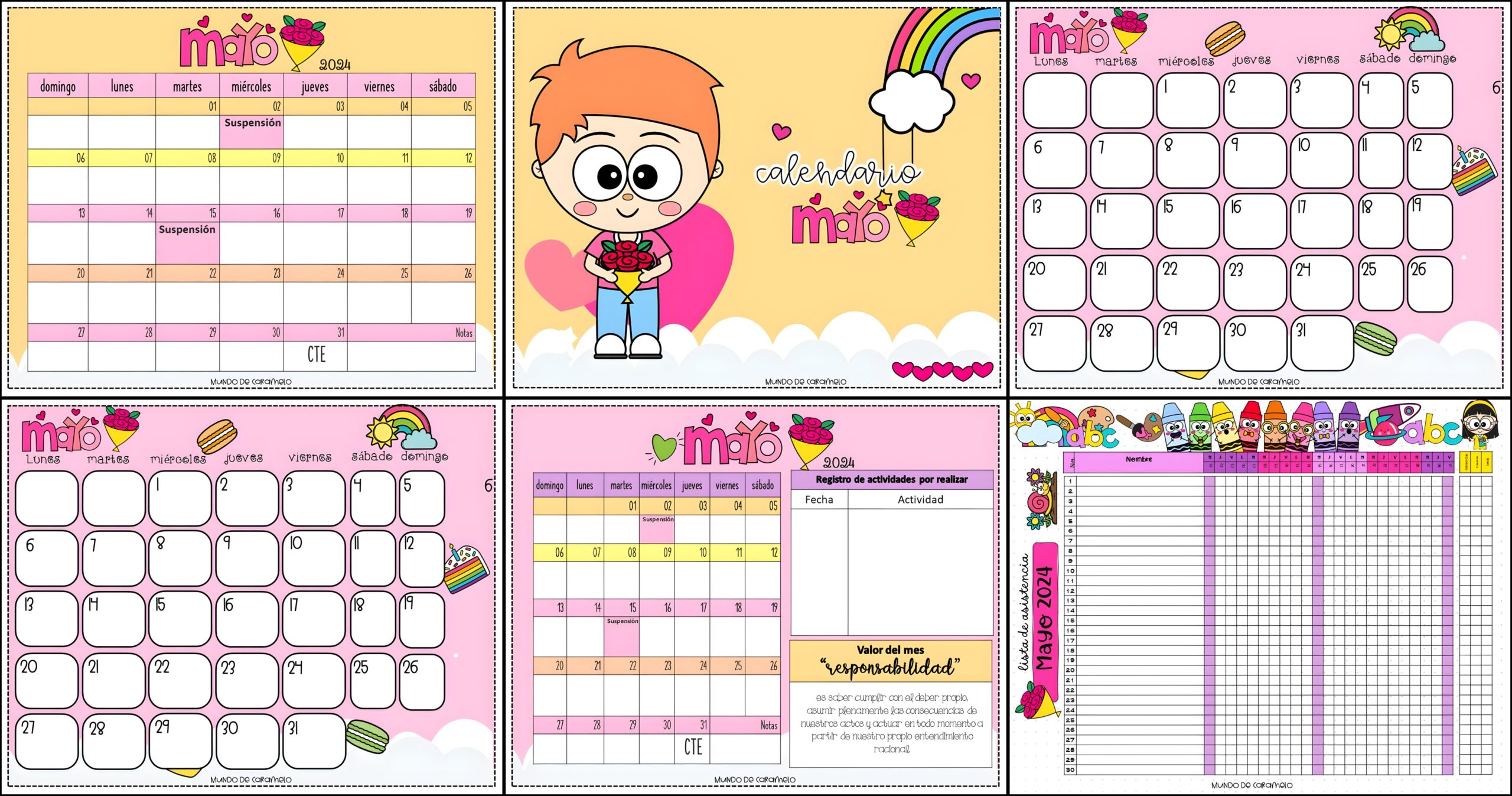 Planificador y calendario para rellenar mayo 2024 Imagenes Educativas