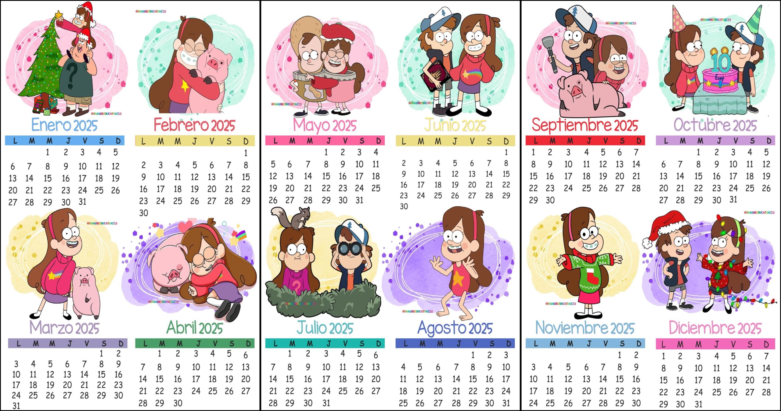 Calendario gravity falls 2025 Imagenes Educativas