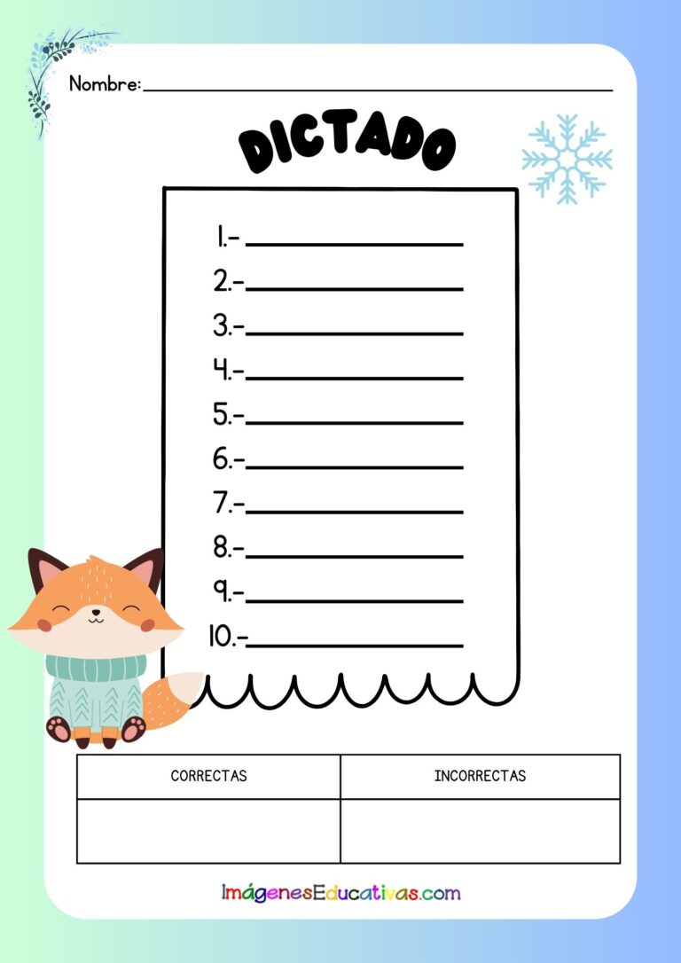 Plantillas para realizar dictados de palabras con motivo de invierno ...