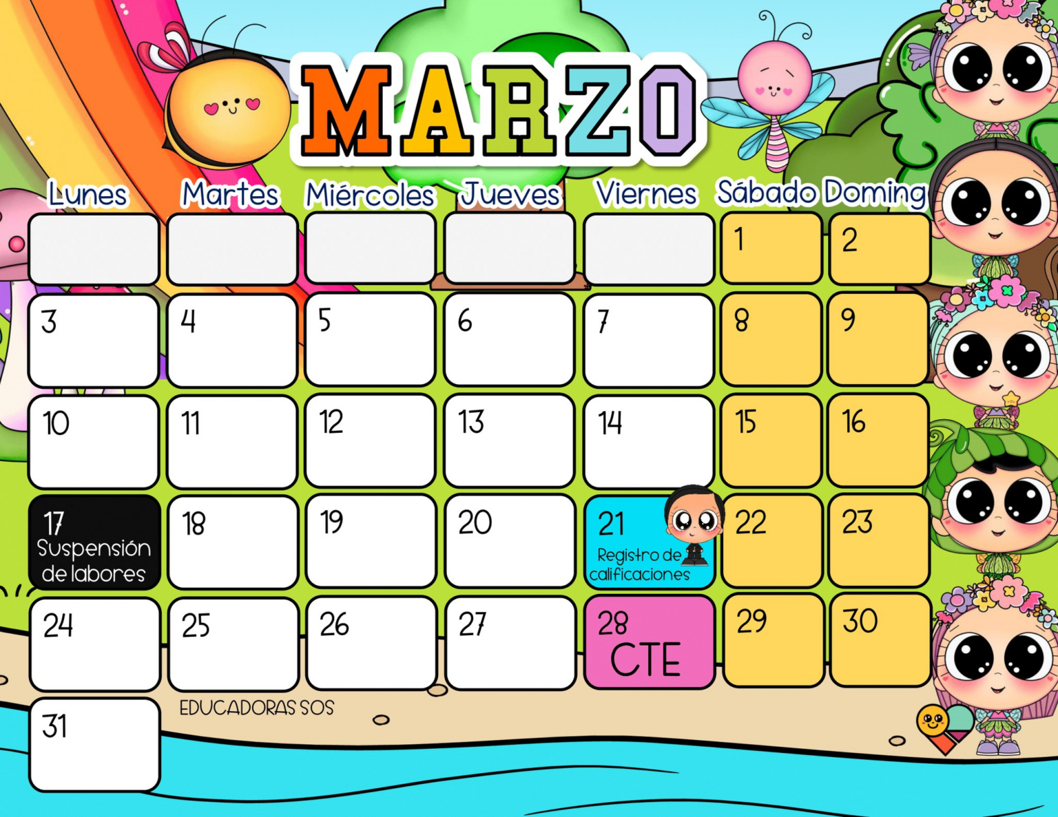 Calendario escolar 2025 marzo 2