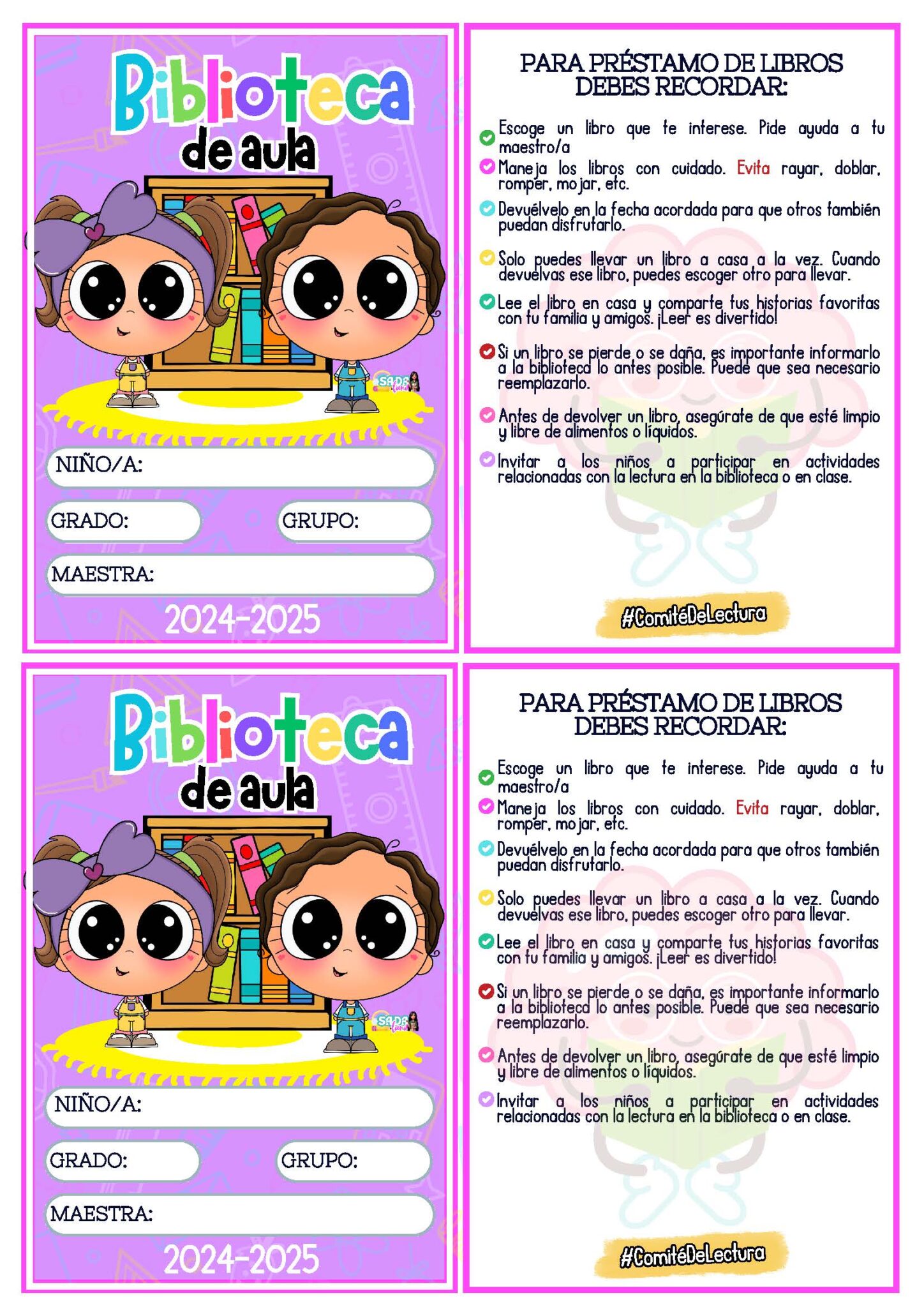 Credenciales para biblioteca escolar - Imagenes Educativas
