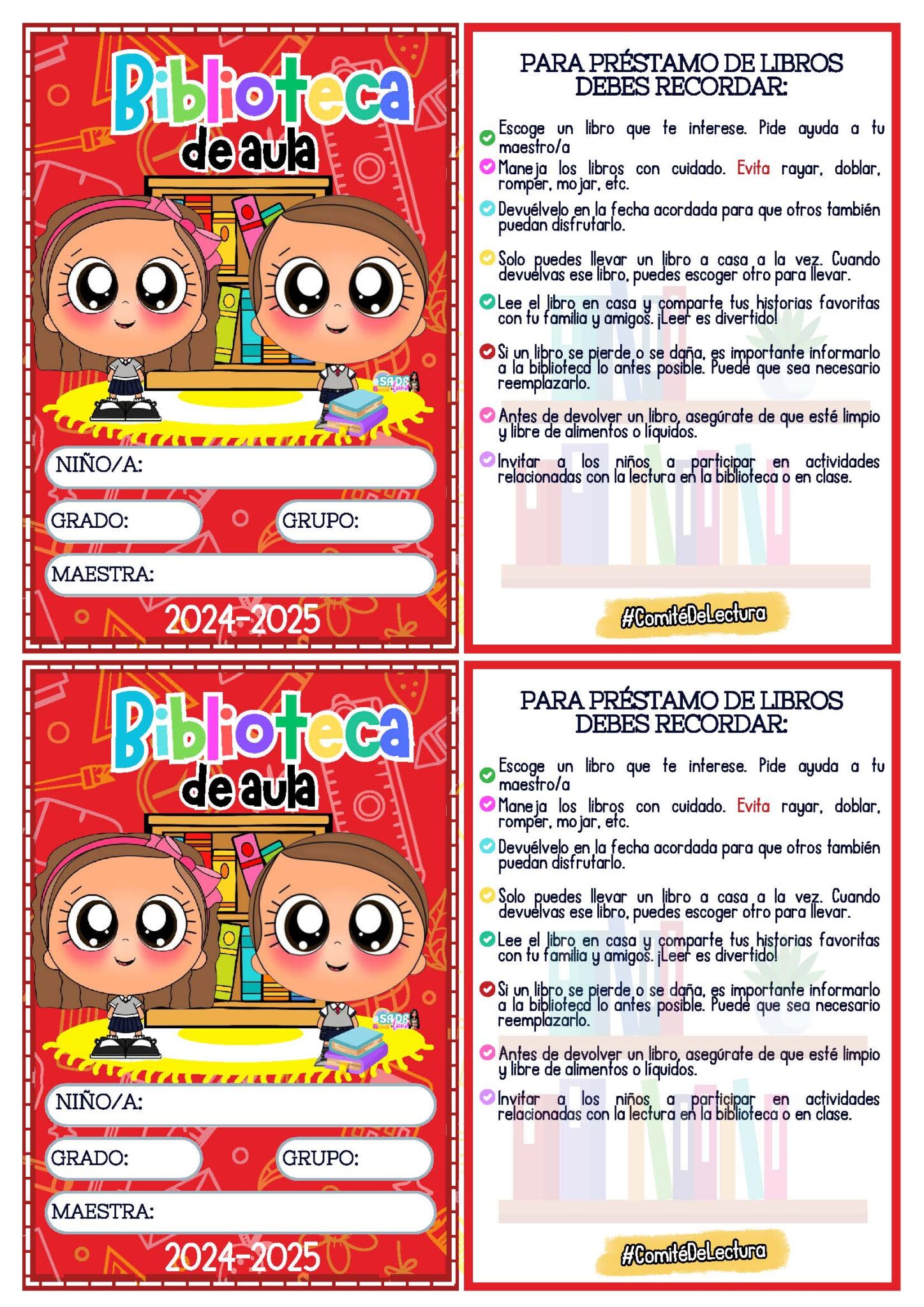 Credenciales para biblioteca escolar - Imagenes Educativas
