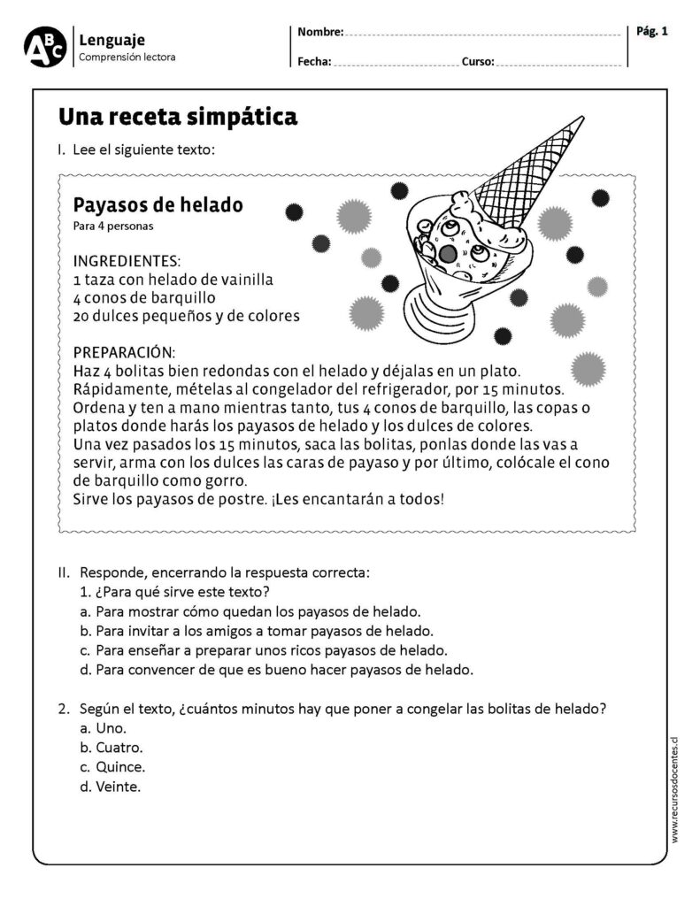 40 fichas de compresión lectora primer ciclo - Imagenes Educativas
