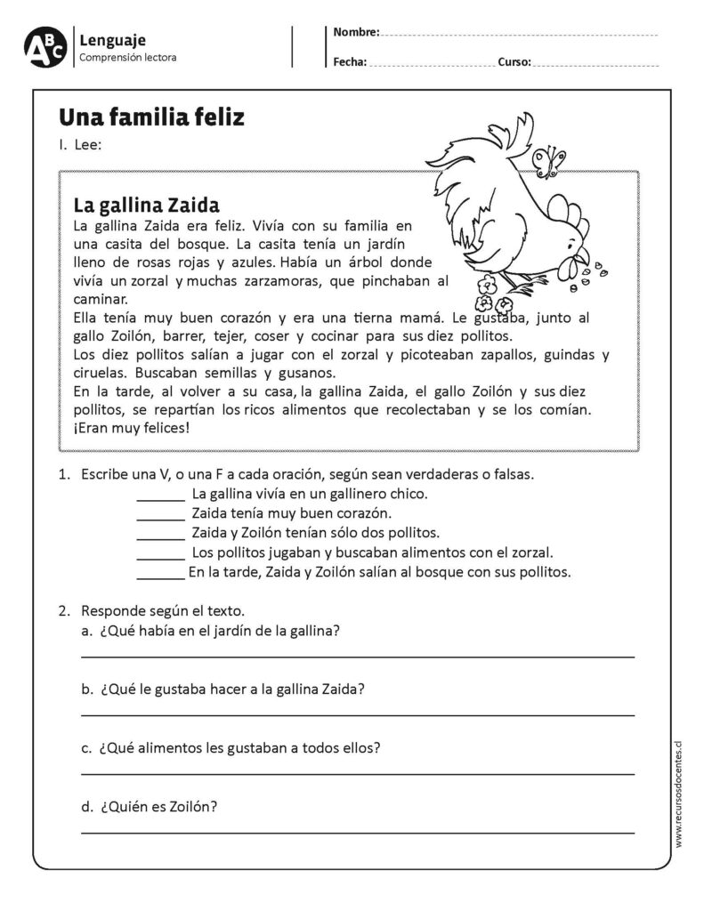 40 fichas de compresión lectora primer ciclo - Imagenes Educativas