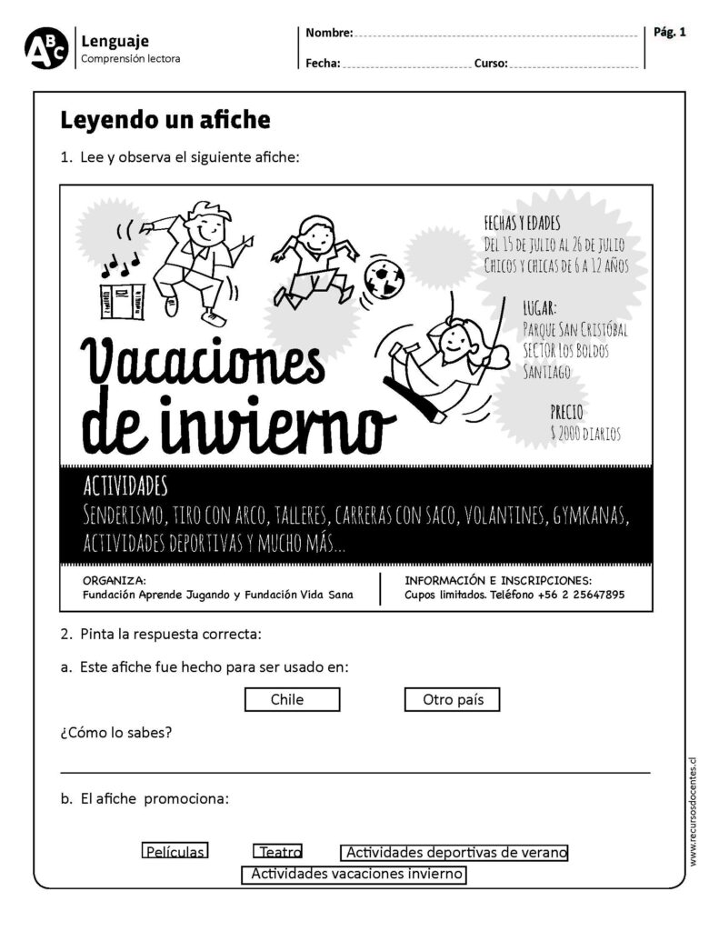 40 fichas de compresión lectora primer ciclo - Imagenes Educativas