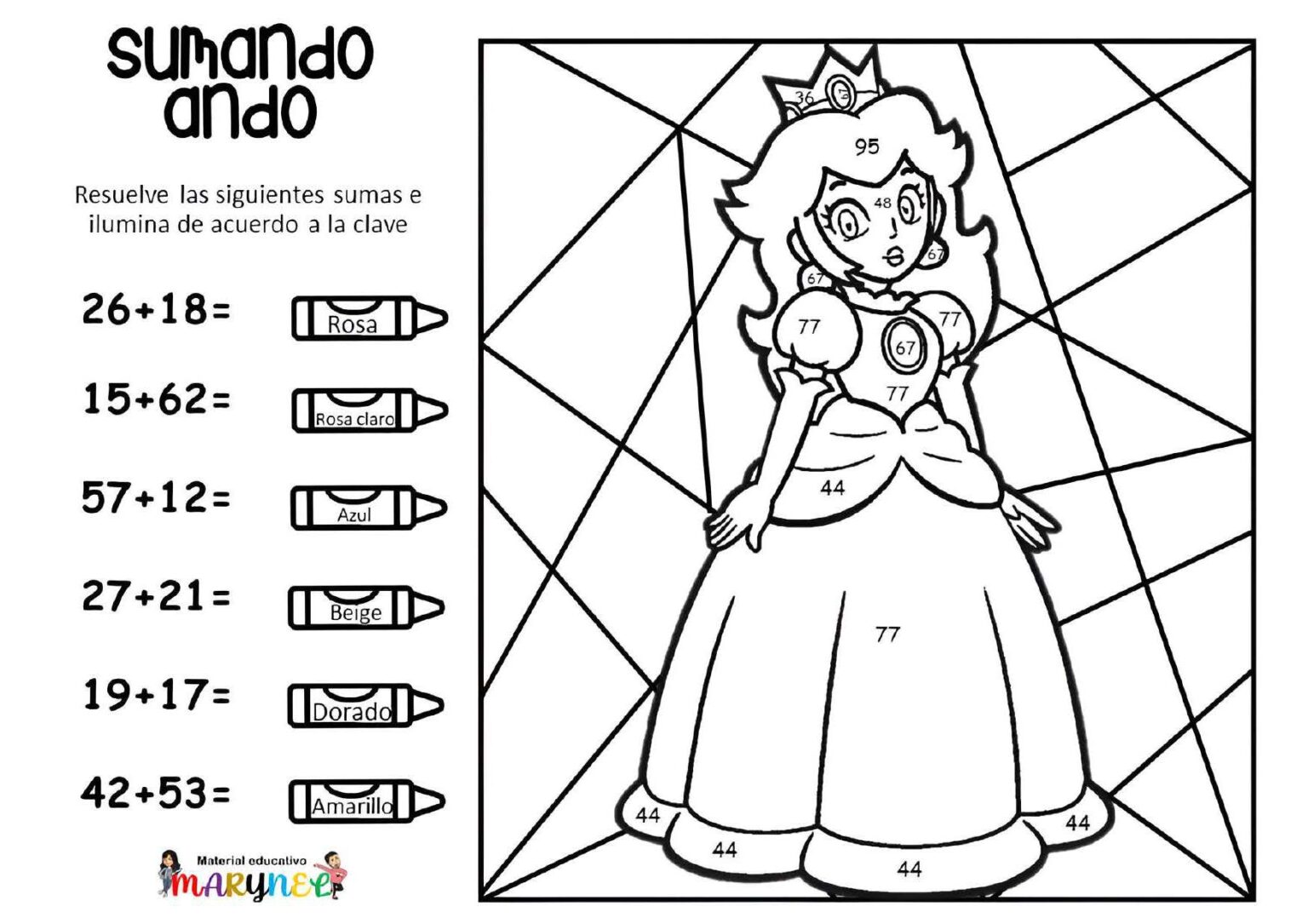 Sumas con dibujos para colorear por los resultados - Imagenes Educativas