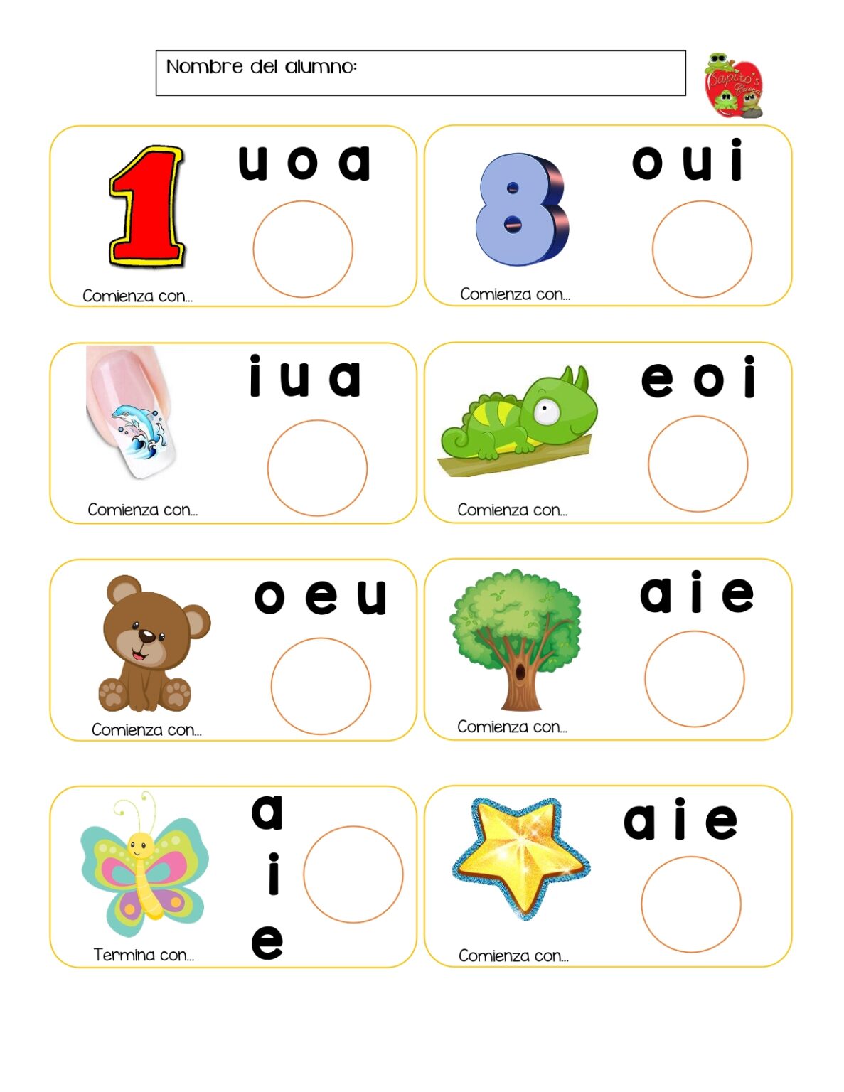 Fichas de repaso de conciencia fonológica - Imagenes Educativas