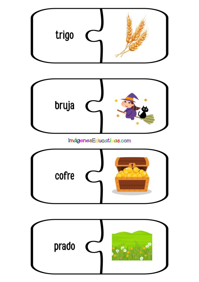 Juego de lectura: Puzles de imágenes y palabras con sílabas trabadas ...