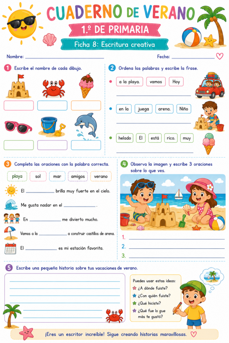 Cuaderno 2026 de Refuerzo Verano 1º de Primaria y Primer Grado ...