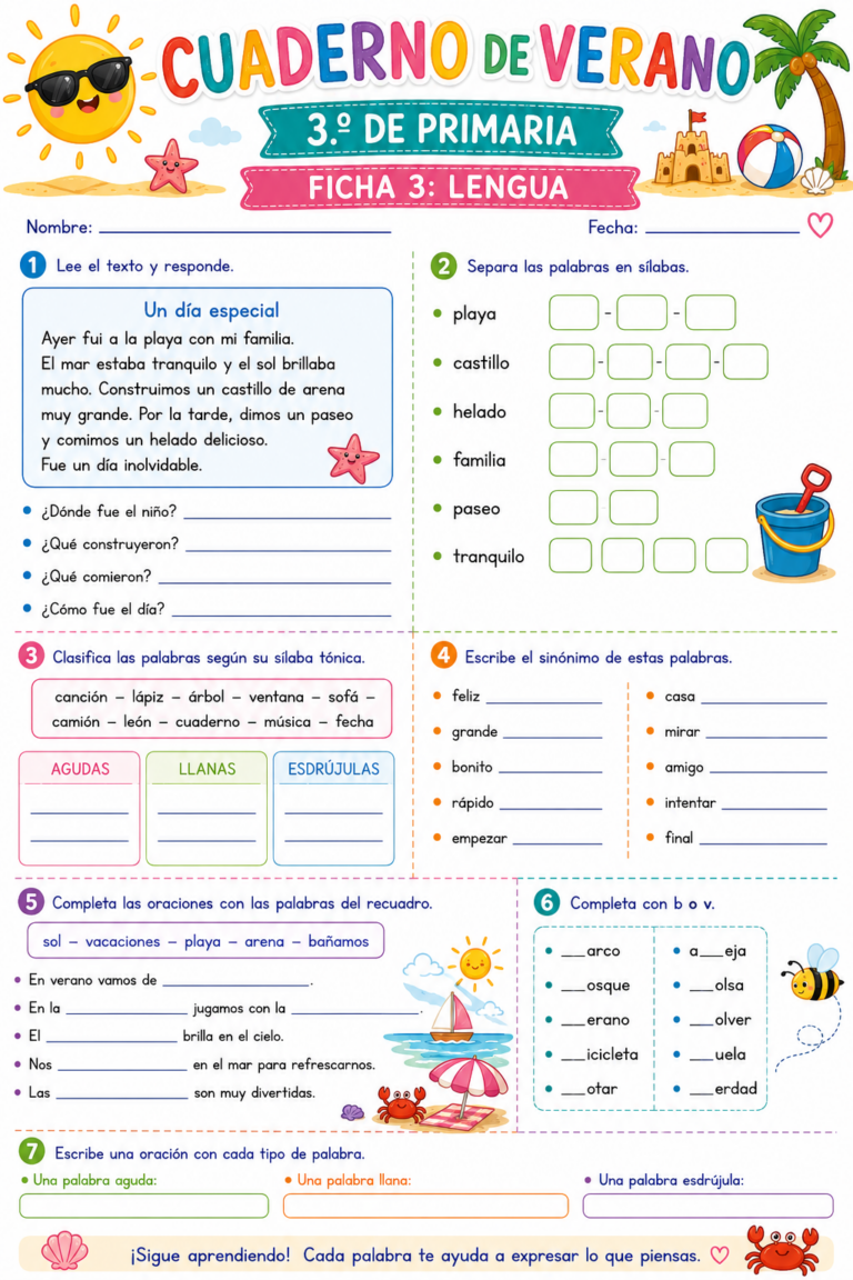 Cuaderno de Repaso Verano 2026 3º de Primaria y Tercer Grado - Imagenes ...