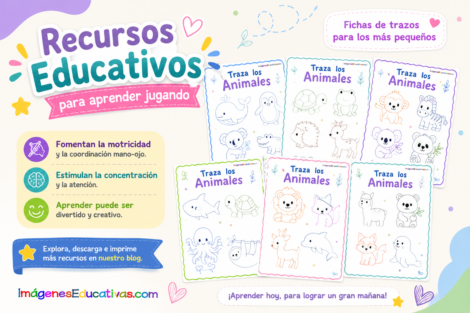 Fichas para Infantil: Trazos de animales - Imagenes Educativas