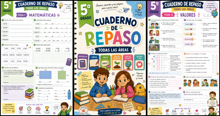 Cuaderno de Repaso Verano 2026 3º de Primaria y Tercer Grado - Imagenes ...